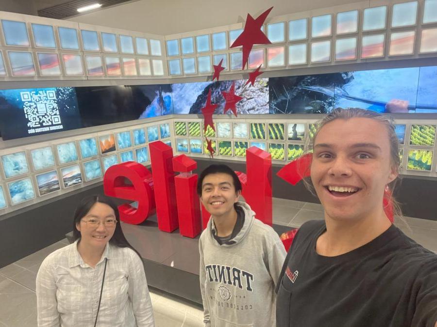 Students Jacob Nelson and Michael Lew with Dr. Jen Ito at the Chile airport